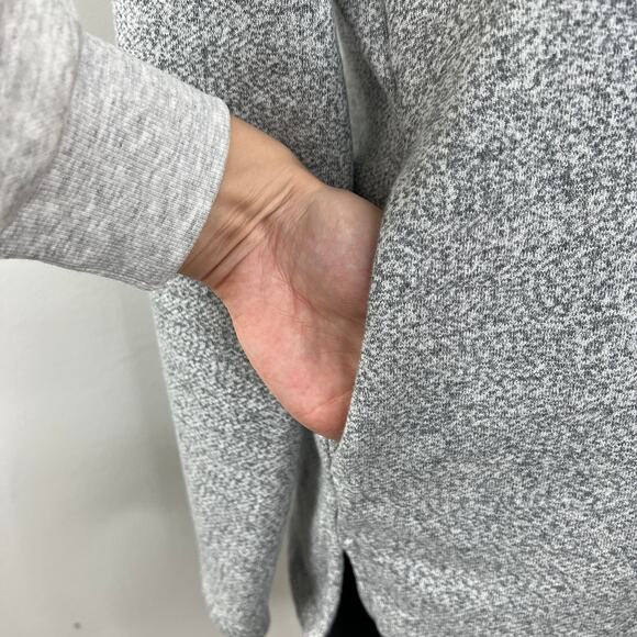 THEORY Gray Heather Mock Neck Cotton Terry Long Sleeve Pocket Tunic Sweater S - Picture 6 of 8